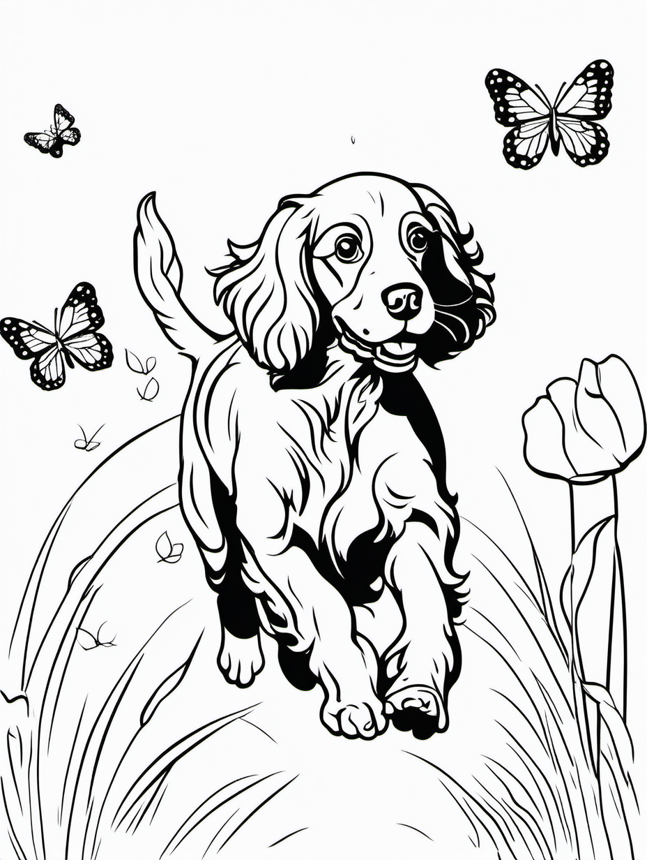 Cocker Spaniel Chasing Butterflies1