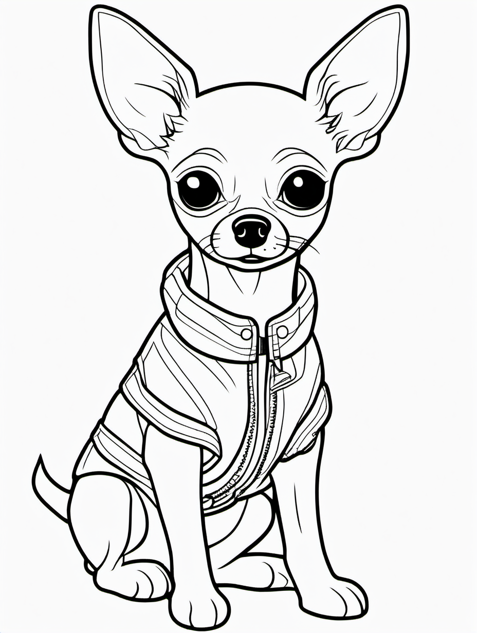 Cute Chihuahua in a Little Outfit Coloring Page1