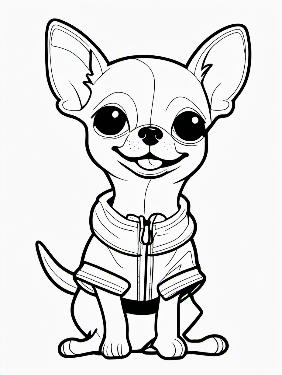 Cute Chihuahua in a Little Outfit Coloring Page2