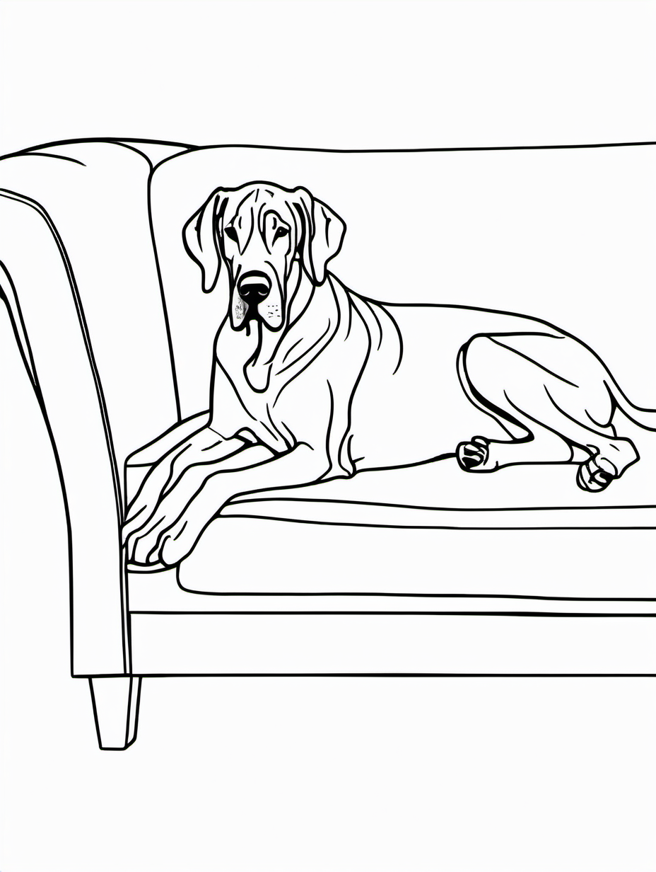 Great Dane Lying on a Couch Napping Coloring Page2