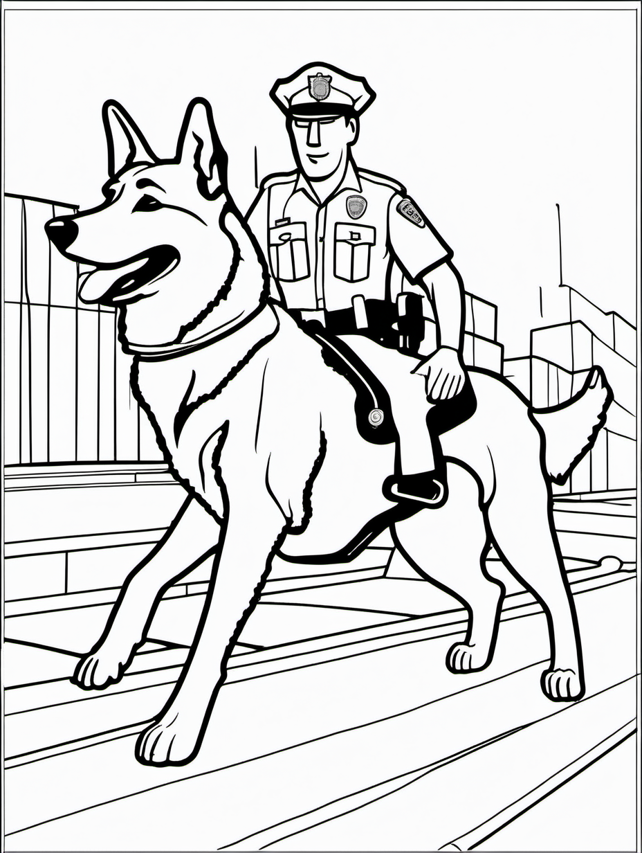 Police Dog in Action Coloring Sheet2